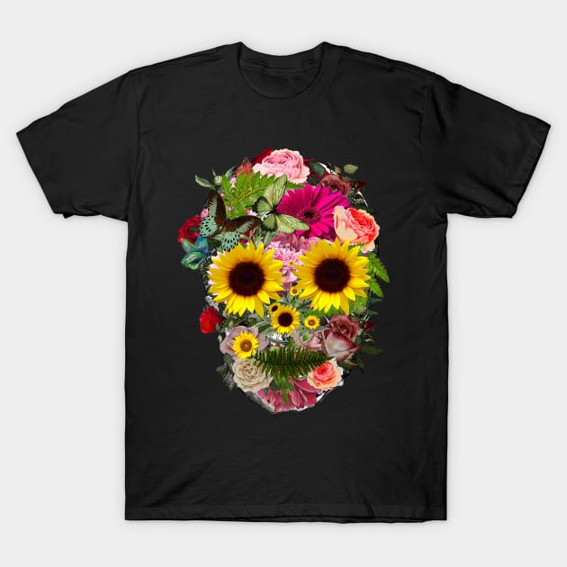 floral skull, cool skull, skull mask face T-Shirt by Collagedream